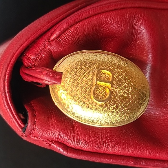 CHRISTIAN DIOR RARE VINTAGE LIPSTICK RED LAMBSKIN LEATHER DOUBLE FLAP CLUTCH BAG - Picture 6 of 17